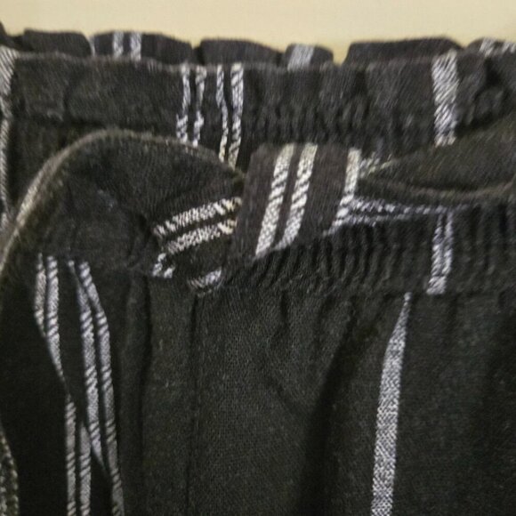 Happily Grey Wide Leg Striped Cuffed Black Linen Pull On Pants Size XL - Picture 4 of 5